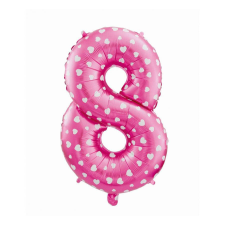 Pink with Hearts, Rózsaszín 8-as szám fólia lufi 61 cm party kellék