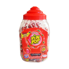 Pinpop eper ízű nyalóka - 100x18g csokoládé és édesség