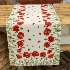  Pipacsos katicás gobelin asztali futó 44x140 cm lakástextília