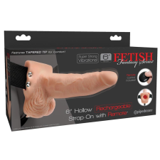 Pipedream Fetish Strap-On 6 - rádiós, felcsatolható, üreges vibrátor (natúr) felcsatolható eszközök