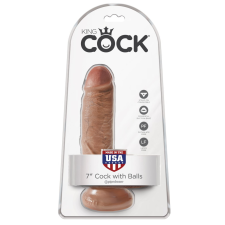 Pipedream - King Cock 7" Cock with Balls Tan műpénisz, dildó