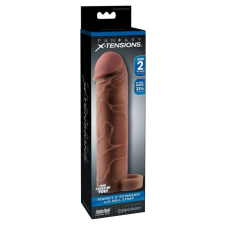 Pipedream X-TENSION Perfect 2 - heregyűrűs péniszköpeny (19cm) - sötét natúr péniszköpeny