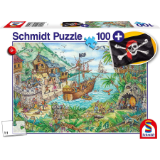 Piratak kikötőjében puzzle 100 darabos + ajándék kalóz zászló puzzle, kirakós