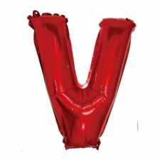  Piros 'V' Fólia Lufi - 40 cm, Héliummal/Levegővel Tölthető party kellék