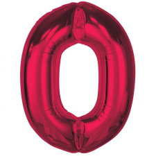 Piros 0-ás Red szám fólia lufi 92 cm party kellék
