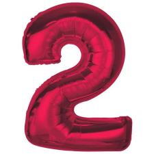  Piros 2-es Red szám fólia lufi 92 cm party kellék
