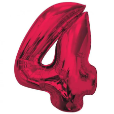  Piros 4-es Red szám fólia lufi 92 cm party kellék