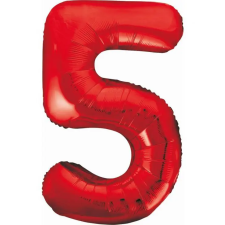  Piros 5-ös Red szám fólia lufi 85 cm party kellék