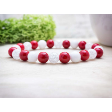  Piros és fehér csíkos vegyes ásvány karkötő karkötő