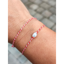  Piros-fehèr tenyèsztett gyöngyös szerencse karkötő karkötő