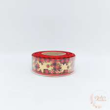  Piros-fekete kockás ripsz szalag szarvas mintával dekorációs kellék