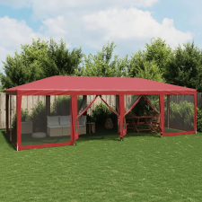  Piros HDPE rendezvénysátor 12 hálós oldalfallal 8 x 4 m kerti tárolás