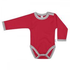 Piros-melírszürke hosszú ujjú baba body kombidressz, body