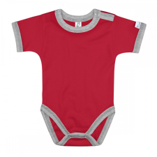 Piros-melírszürke rövid ujjú baba body kombidressz, body