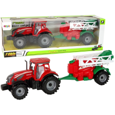 Piros mezőgazdasági traktor permetezővel autópálya és játékautó