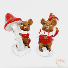  Piros ruhás egérke gombával dekorációs kellék