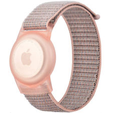 Pixato Apple AirTag szilikon tok + textíl pótszíj, nylon, állítható, csuklóra rögzíthető, TP Nylon, rózsaszín okosóra kellék