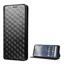 Pixato Nokia G60, Oldalra nyíló tok, bőrhatású, stand, Teljes 3D rombusz minta, prémium, fekete tok és táska