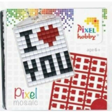 Pixel kulcstartókészítő szett 1 kulcstartó alaplappal, 3 színnel, I love you kulcstartó