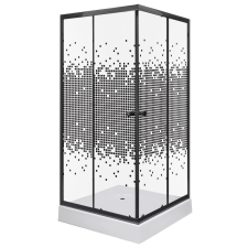  Pixel SQ 90 fekete szögletes zuhanykabin Victor plus tálcával kád, zuhanykabin