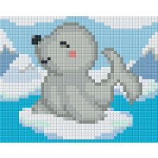 Pixel szett 1 normál alaplappal, színekkel, fóka (801374) kreatív és készségfejlesztő