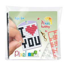 Pixelhobby 23106 Kulcstartó szett (színes kulcstartó alaplap + 3 szín) új I Love You kreatív és készségfejlesztő