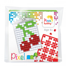 Pixelhobby B.V. Pixelhobby Kulcstartó szett (kulcstartó alaplap + 3 szín) Cseresznye mozaik játék kulcstartó