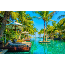  Plaja72 matricás tapéta házzal és pálmafákkal, 350 x 200 cm tapéta, díszléc és más dekoráció