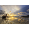  Plaja80 öntapadó és mosható falfestmény csónakkal napkeltekor, 250 x 150 cm