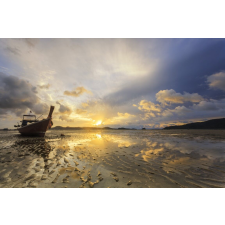  Plaja80 öntapadó és mosható falfestmény csónakkal napkeltekor, 250 x 150 cm tapéta, díszléc és más dekoráció