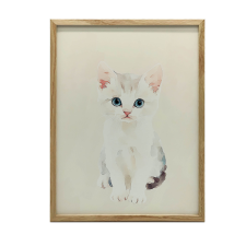 PLAKÁT FALRA ARANY KERETBEN CAT BEGE HÁTTÉR 70x100 CM grafika, keretezett kép