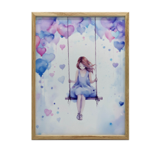 PLAKÁT FALRA ARANY KERETBEN, LILA JOY 70X100 CM grafika, keretezett kép
