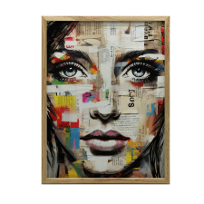 PLAKÁT FALRA ARANY KERETBEN MŰVÉSZET SZÍNES ARCOK 70x100 CM grafika, keretezett kép