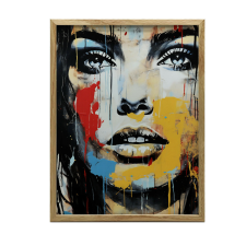 PLAKÁT FALRA ARANY KERETBEN SZÍNES ARCOK 30x40 CM grafika, keretezett kép