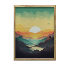 PLAKÁT FALRA ARANY KERETES HEGYI PASTELL BÉKE 30x40 CM grafika, keretezett kép