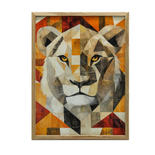 PLAKÁT FALRA ARANY KERETES OROSZLÁN GEOMETRIÁBAN 40x50 CM grafika, keretezett kép