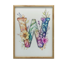 PLAKÁT FALRA KERETBEN ARANYBETŰVIRÁGOS 50x70 CM grafika, keretezett kép