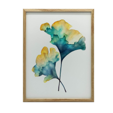 PLAKÁT FALRA KERETBEN GINGKOB LEVELEK SÖTÉTBARNA 50x70 grafika, keretezett kép