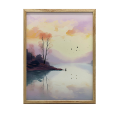 PLAKÁT FALRA KERETBEN PASZTELL TÁJ ARANY KERET 50x70 CM grafika, keretezett kép