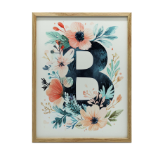  PLAKÁT KERETFALHOZ B LETTER FLOWERS MATTE 70x100 CM grafika, keretezett kép