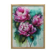  PLAKÁT KERETFALHOZ RÓZSASZÍN BARBARÓZS, ZÖLD HÁTTÉR 50x70 CM grafika, keretezett kép