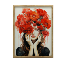 PLAKÁT MÁKKAL DÍSZÍTETT KERETES FALASSZONYHOZ 50x70 CM ARANY grafika, keretezett kép