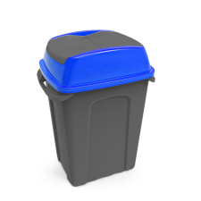Planet Hippo Billenős Szelektív hulladékgyűjtő szemetes, műanyag, antracit/kék, 50L szemetes
