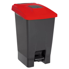 Planet Pedálos szelektív hulladékgyűjtő szemetes nyomófedeles nyílással Antracit-Piros 100L szemetes