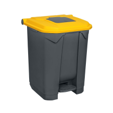 Planet Szelektív hulladékgyűjtő konténer, műanyag, pedálos, antracit, sárga, 50L szemetes
