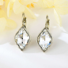 Platinával bevont rombusz fülbevaló áttetsző Swarovski kristállyal (0401.) fülbevaló