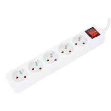 Platinet OL5F15W Omega 230V Kapcsolós hosszabbító 5 aljzatos 1.5m - Fehér hosszabbító, elosztó