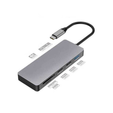 Platinet USB-C HUB 3.0, 7in1 USB-C gyorstöltés, dokkoló, HDMI 4K, USB 3.0, USB 2.0, microSD / SD laptop kellék