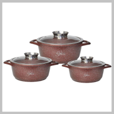  Platinum 3 részes piros színű edénykészlet, üvegtetővel DAS202428 edény