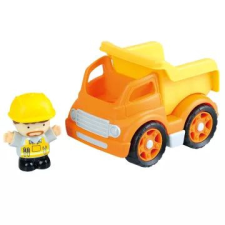 Playgo : m&#369;anyag dömper épít&#337;munkás figurával - sárga autópálya és játékautó